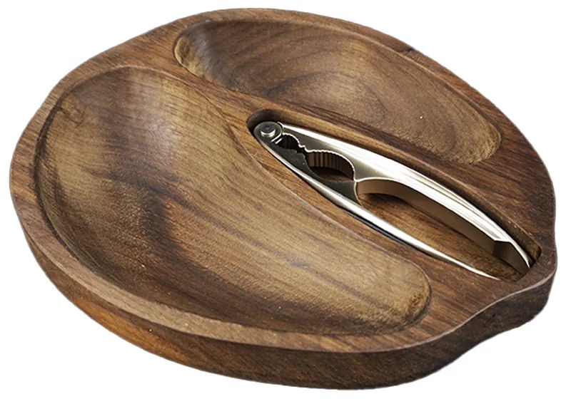 AMADEA Drevená miska v tvare orecha so luskáčikom, masívne drevo americký orech, 23x28x4,5 cm