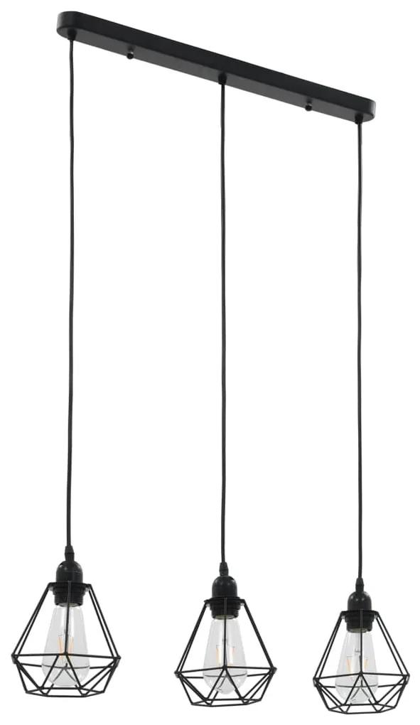 vidaXL Stropná lampa s diamantovým dizajnom, čierna 3 x E27 žiarovky