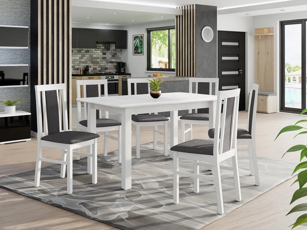 Rozkladací stôl so 6 stoličkami - AL65, Morenie: orech, Poťahové látky: Zetta 297