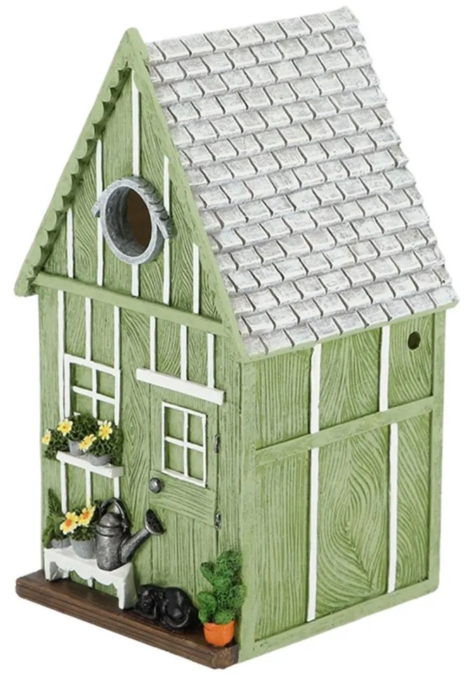Vtáčia búdka House, 25x14x13,5 cm, polyresín, zelená