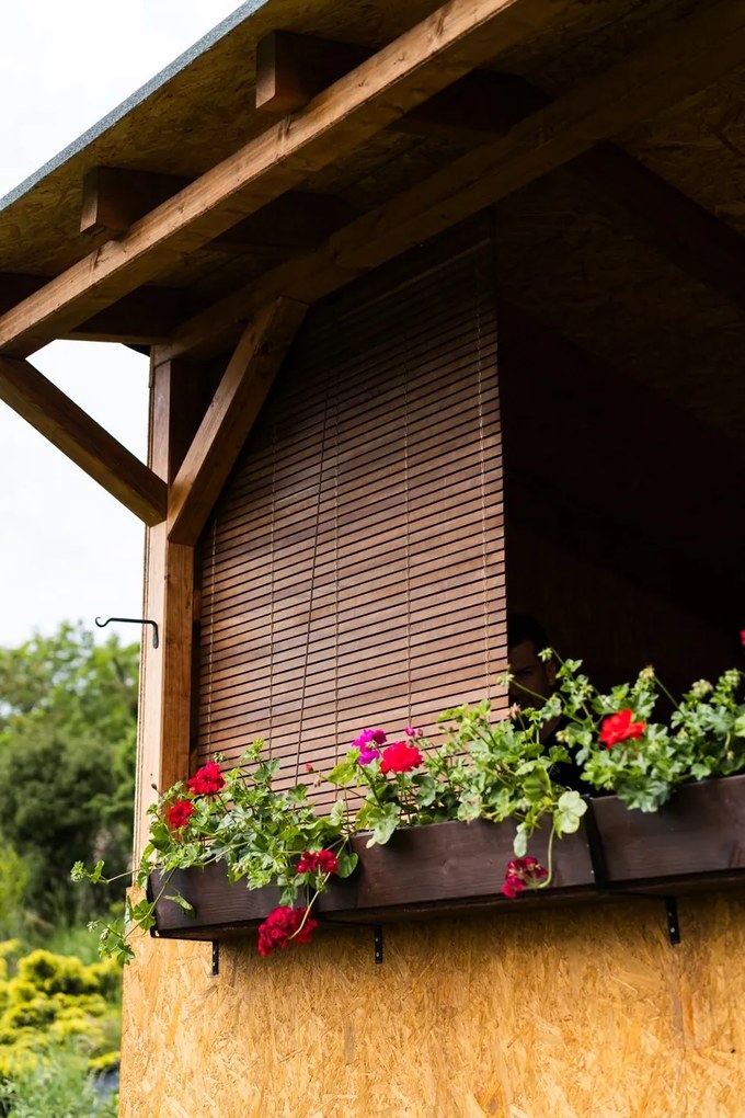 Drevená roleta na pergole - hnedá Šírka rolety: 90 cm, Rozvin rolety: 100 cm