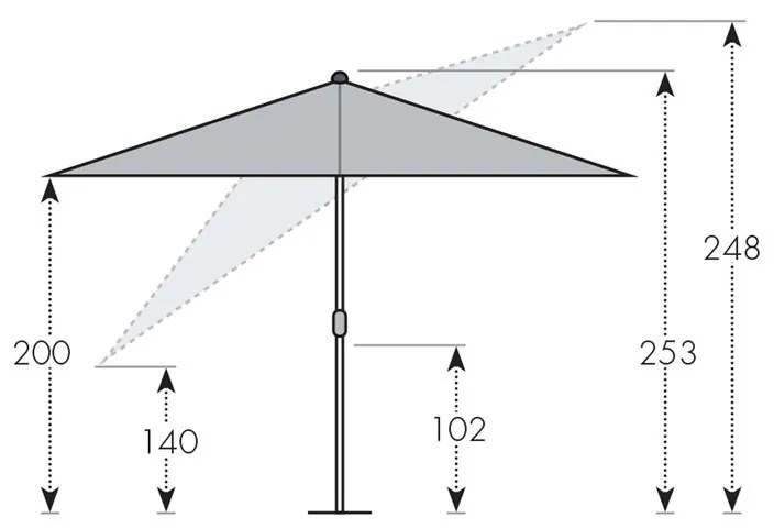 Derby Basic Push Up 210 x 210 cm - naklápací slnečník : Barvy slunečníků - 827