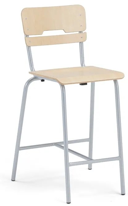 Školská stolička SCIENTIA, široké sedadlo, V 650 mm, strieborná/breza
