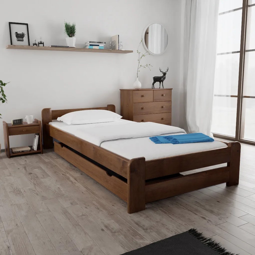 Posteľ Emily 80 x 200 cm, dub Rošt: S latkovým roštom, Matrac: Matrac Somnia 18 cm