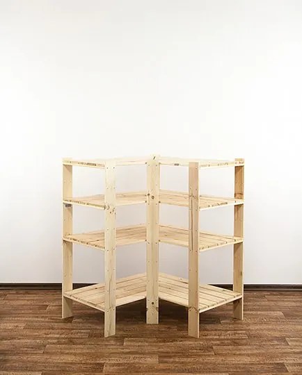REGÁL DREVENÝ ROHOVÝ Maxi 3W+ 115x85x50 - BOROVICA