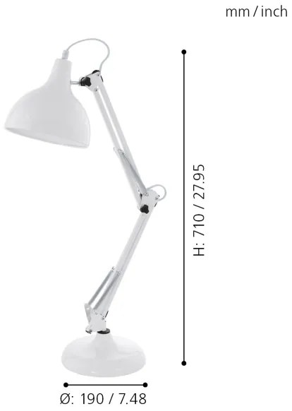 Eglo 94699 - Stolná lampa BORGILLIO 1xE27/40W/230V