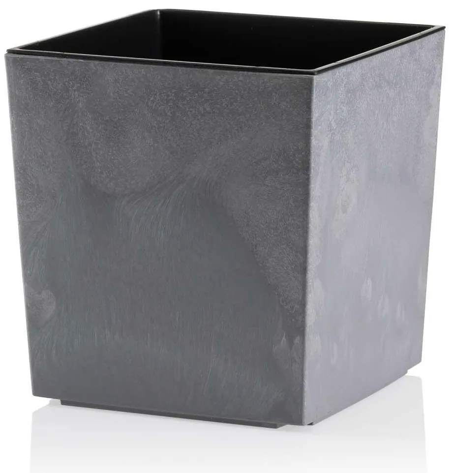 PLASTOVÝ KVETINÁČ FLORE 19X19 CM IMITÁCIA BETÓNU SIVÁ