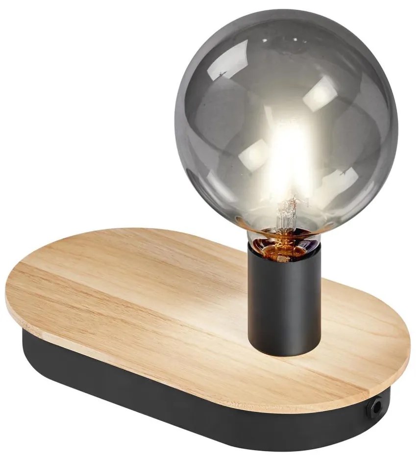 Ledvance - Dotyková stolná lampa s USB konektorom DECOR WOOD 1xE27/8W/230V