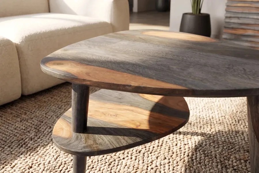 Dizajnový konferenčný stolík Lorelei 55 cm Sheesham sivý