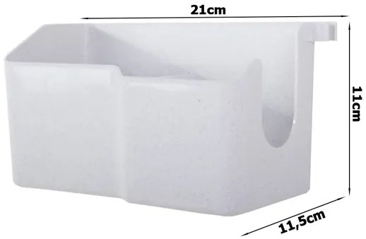 VERK GROUP Nástenný držiak na fén s organizérom s 3 priehradkami a háčikmi, biely