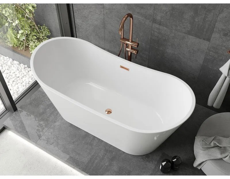 Mexen Montana, voľne stojaca vaňa 170 x 80 cm, biela, ružové zlato prepad, 52011708000-60