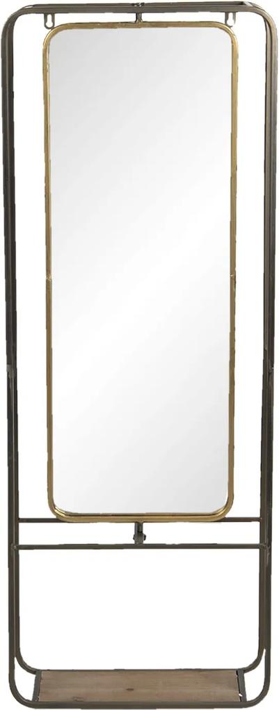 Nástenné zrkadlo v kovovom ráme s policou Tristand - 42 * 16 * 112 cm
