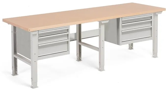 Dielenský stôl Robust so 6 zásuvkami, 2500x800 mm