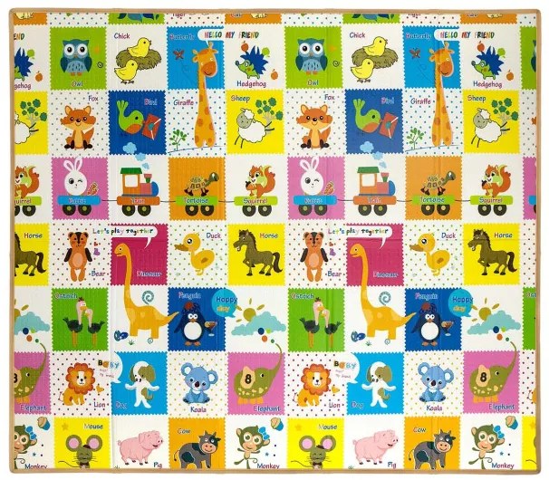 Hracia podložka pre deti Play Colourful Animals T1 177x197 cm