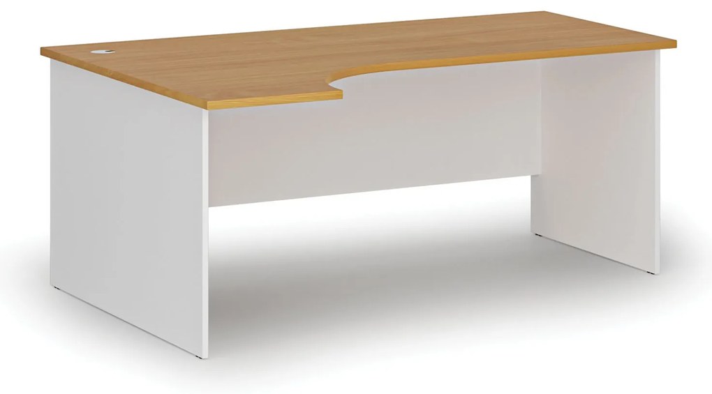 Rohový kancelársky písací stôl PRIMO WHITE, 180x120 cm, ľavý, biela/buk