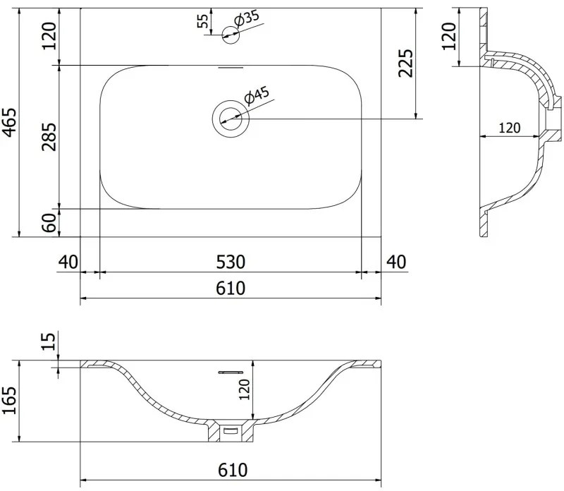 Mexen Rivel, kúpeľňová skrinka 60 cm s umývadlom Vela, 1 zásuvka, drážkovaná, sivá matná/biela, 91A20-06023-1-BF62-W23M01