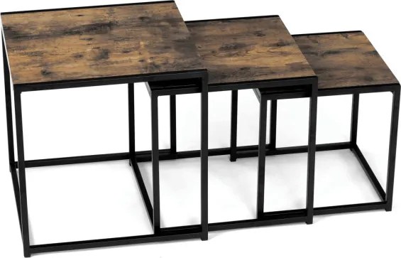 Sada 3 konferenčných stolíkov old wood AF-3003 OLW