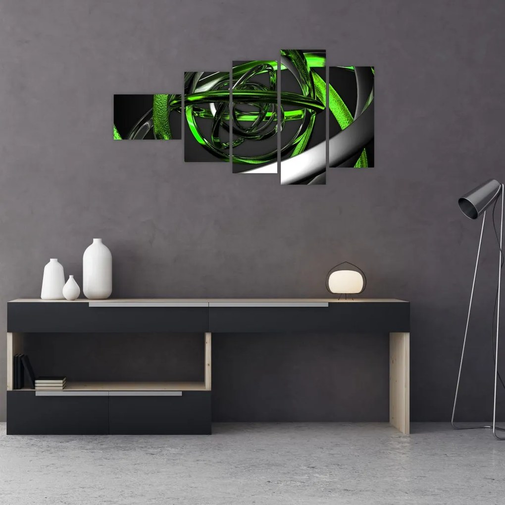 Zelená a sivá - moderný obraz do bytu