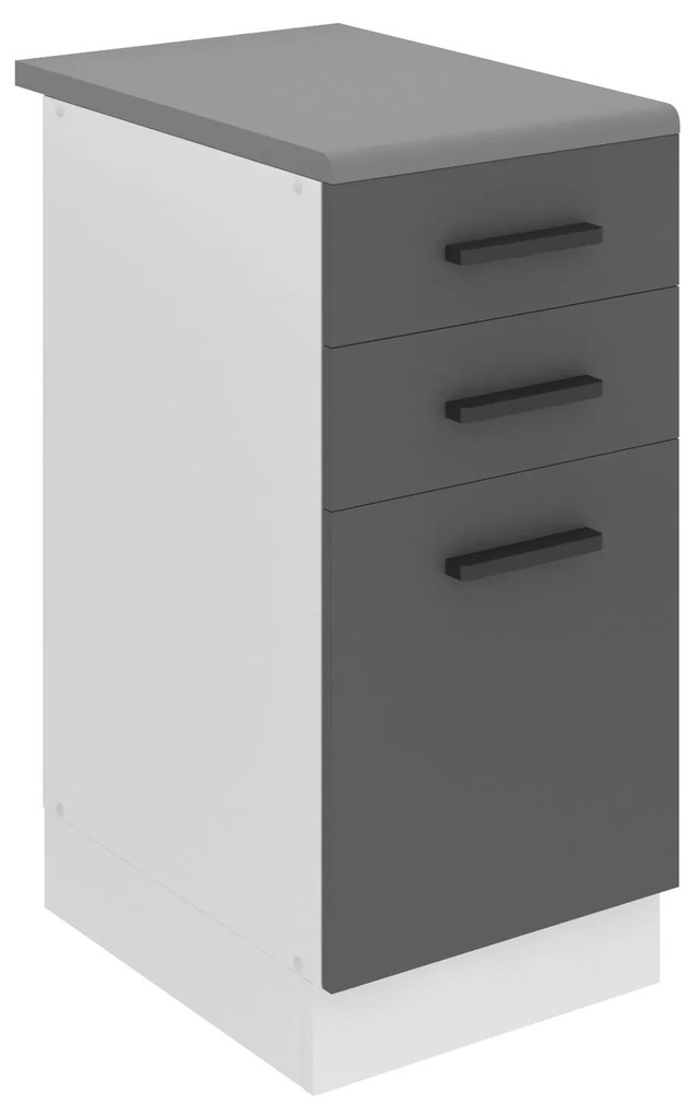 Kuchynská skrinka Belini Premium Full Version spodná so zásuvkami 40 cm šedý mat s pracovnou doskou