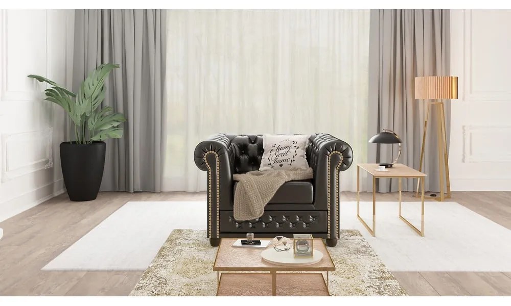 Čierne kreslo z imitácie kože York - Ropez