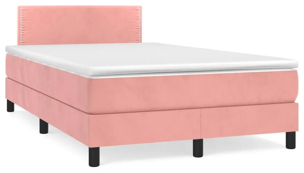 Boxspring posteľ s matracom, ružová 120x190 cm, zamat 3269836