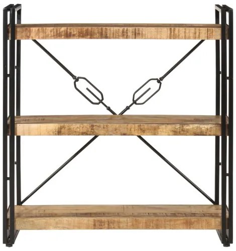 vidaXL Knižnica s 3 policami 77x30x80 cm mangovníkový masív a železo-
