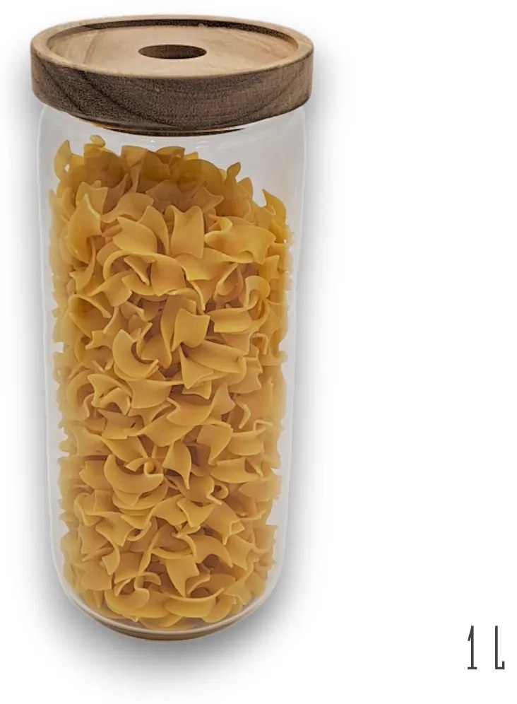 Orion Dóza na potraviny, sklenená, s akáciovým vekom BOROSIL, 1 L