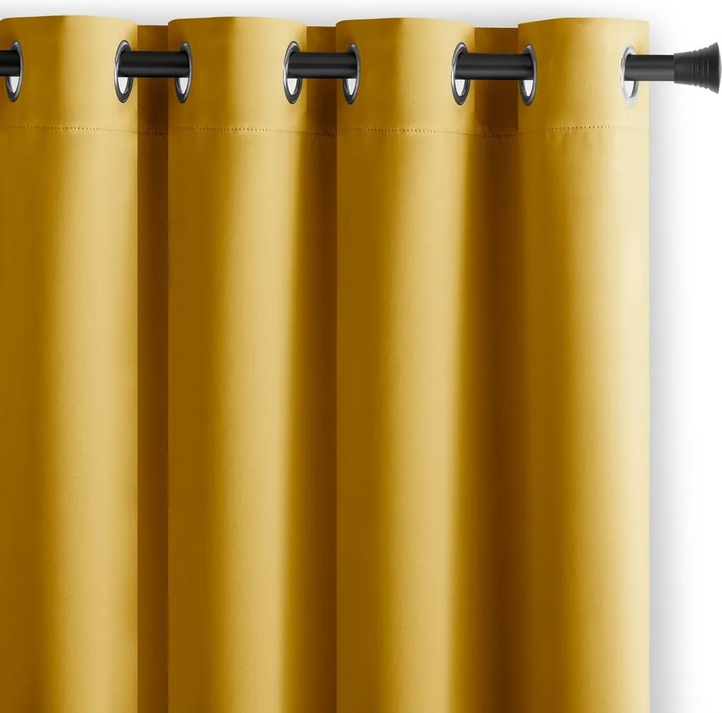 Záves AmeliaHome Blackout s priechodkami 140x245 cm horčicový