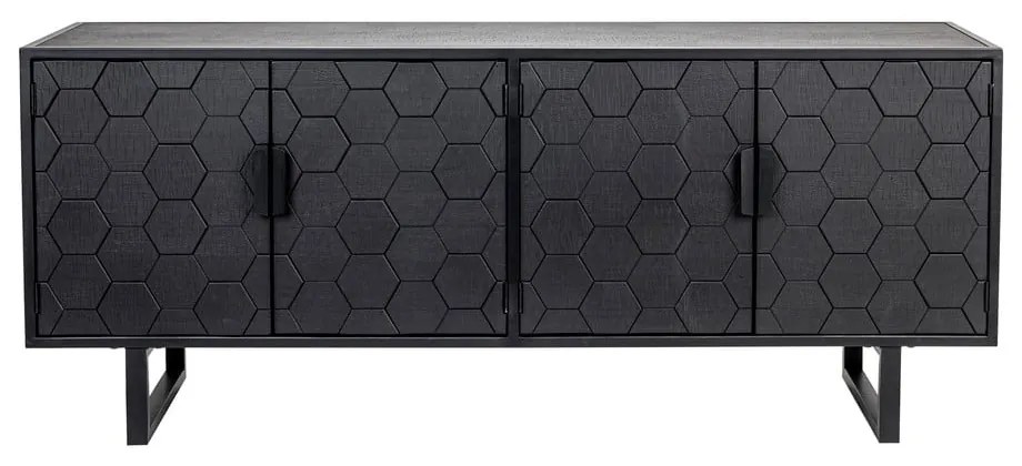 Čierna nízka komoda z borovicového dreva 140x58 cm Linc - White Label