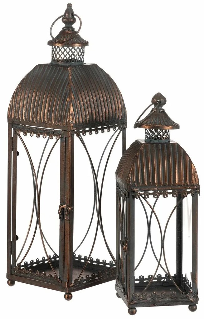 Súprava kovových lampášov Romance, 2 ks, meď