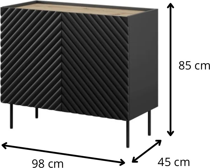 Komoda Onda 2D čierna/dub artisan
