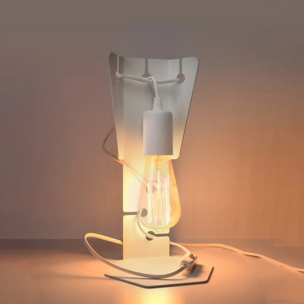 Stolná lampa Arby, biele telo svietidla