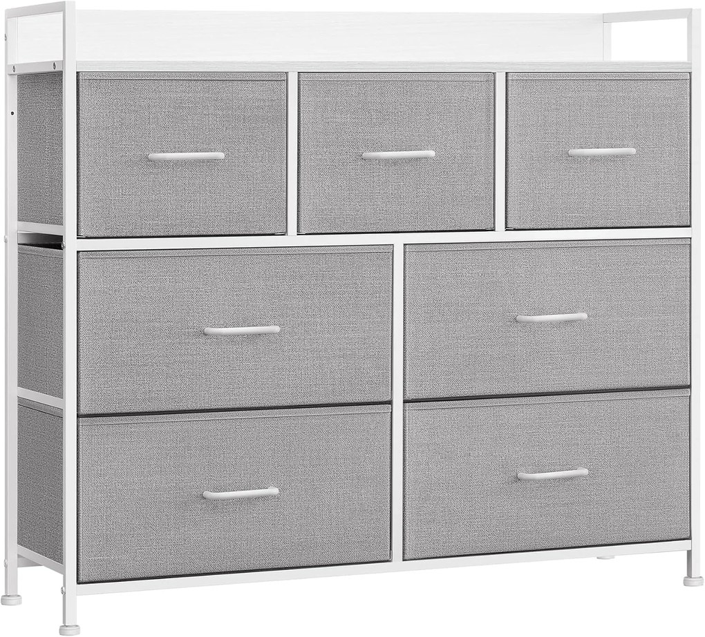 Komoda s látkovými zásuvkami Vasagle Busman bielo-šedá