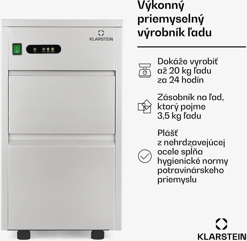 Klarstein Powericer XL, výrobník ľadu, priemyselné zariadenie na výrobu kociek ľadu, 145 W