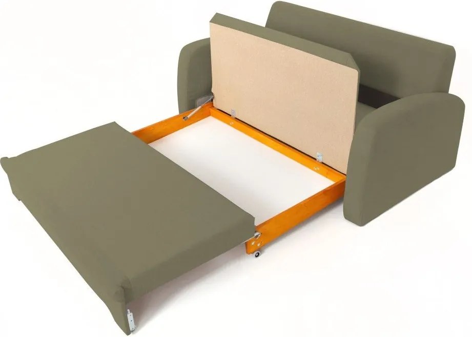 Pohovka s rozkladom Impuls, svetlo olivovo-zelená látka