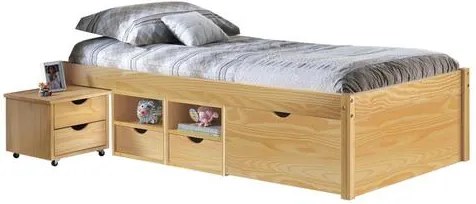 OVN posteľ 90x200 IDN  ID30400630 borovica masív/lakovaná+nočný stolík +rošt
