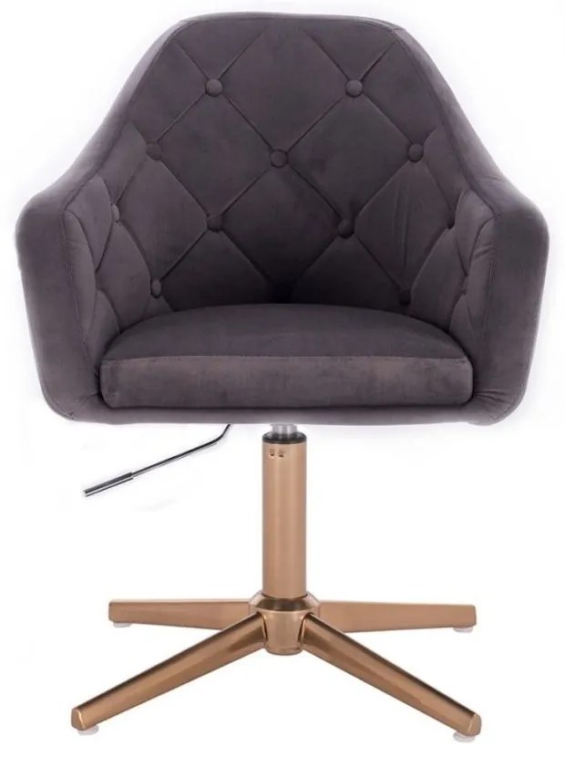 LuxuryForm DESIGN Kreslo ANDORA VELUR na zlatom kríži - tmavo šedé