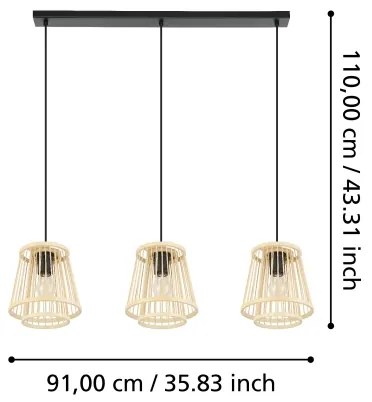 Eglo 43853 - Luster na lanku HYKEHAM 3xE27/40W/230V