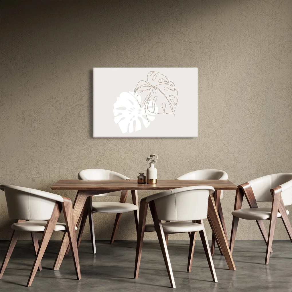 Obraz - Line art monstera N⁰2 (90x60 cm)