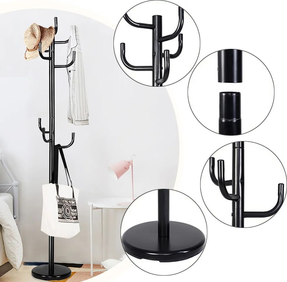 Nástenný vešiak na kabáty s 8 háčikmi