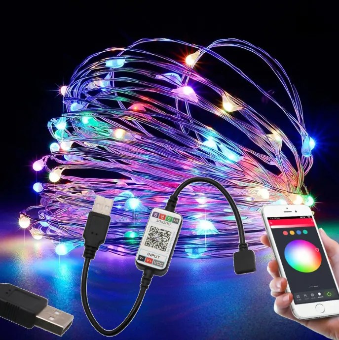 BERGE LED svetelná reťaz - RGB MULTICOLOR - USB - SMART - 5 m