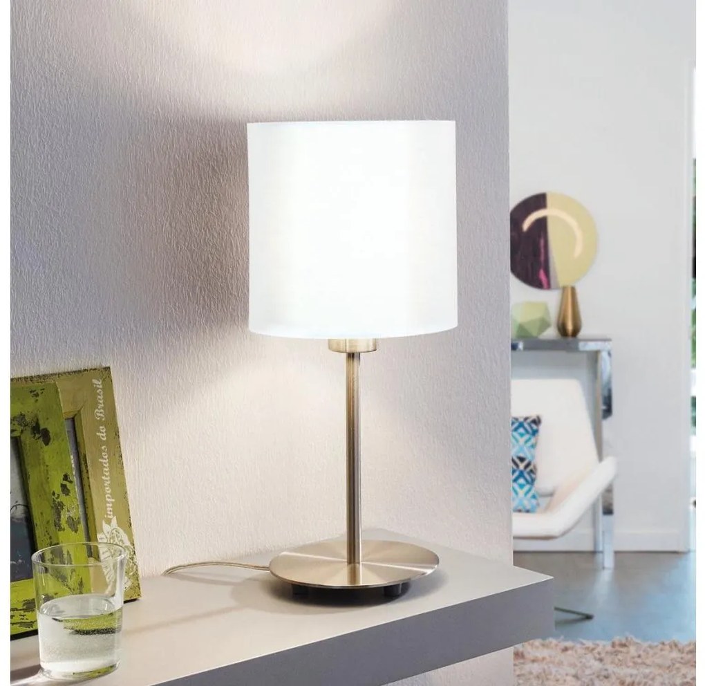 Eglo 54744 - Stolná lampa ANADIA 1xE14/40W/230V biela/matný chróm