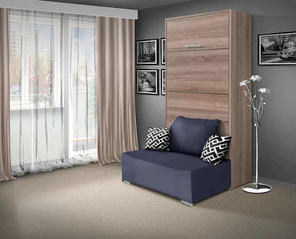 Nabytekmorava Sklápacia posteľ s pohovkou VS 21058P 200x90 farba pohovky: Modrá, Typ farebného prevedenia: Orech / dvere orech