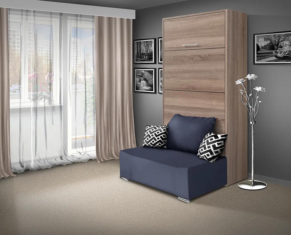 Nabytekmorava Sklápacia posteľ s pohovkou VS 21058P 200x90 farba pohovky: Sivá, Typ farebného prevedenia: Orech / dvere biele