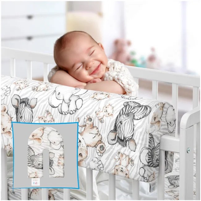 Chránič na detskú postieľku zebra / lev / slon, 90 cm