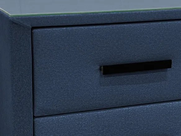 Nočný stolík s 2 zásuvkami Joy, námornícka modrá látka