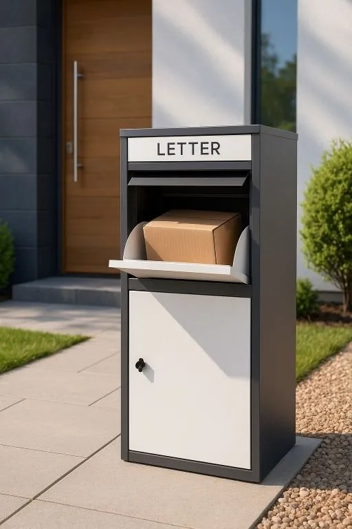 Garthen 77414 Stojanová poštová schránka KIM, čierno-biela, oceľ, 2 kľúče