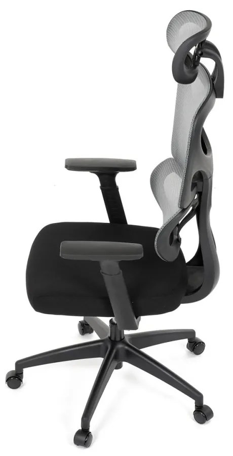 Kancelárska ergonomická stolička GRANT — sieť, látka, čierna / sivá