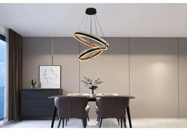 LED Stmievateľný luster na lanku LED/140W/230V 3000-6500K + diaľkové ovládanie