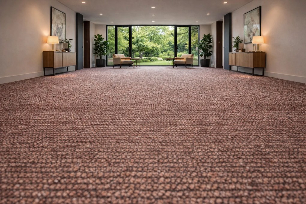 Koberec metráž Manhattan 7637, na mieru, šíře 4m,5m, oranžová, ab (mriežka), filc, chodba / predsieň, ITC